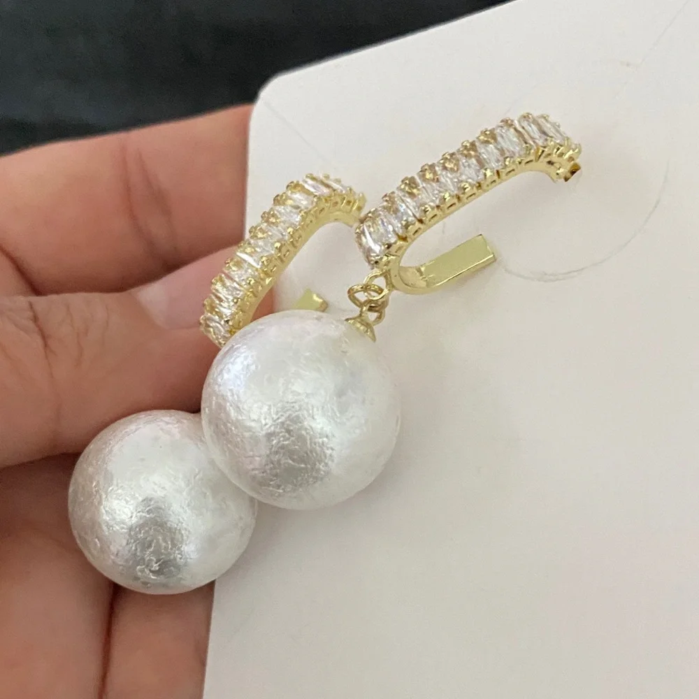 Glass & Faux Pearl Drop Earrings